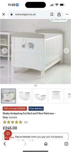 Baby cot bed - mattress, and