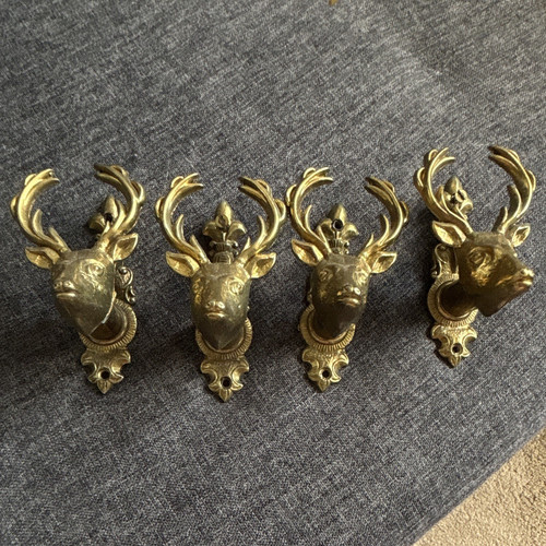 Brass stag heads used good - heads,,