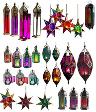 Extra Large Star Tonel Indian Hanging Moroccan Lantern Glass Tea Light Holder UK