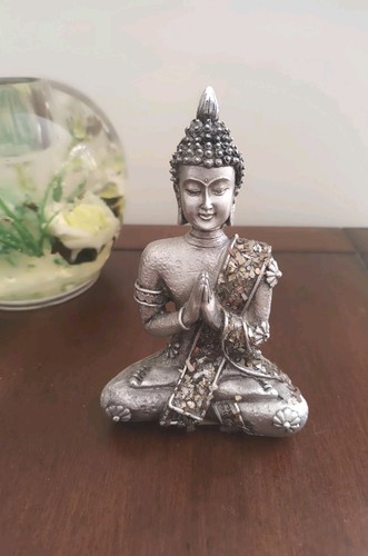 Buddha statue ceramic silver - buddha,