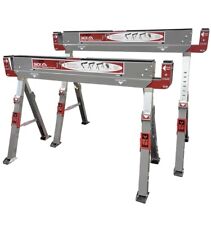 Folding Saw Horse Work Trestles Non Slip Adjustable Stand Heavy Duty Twin Pack