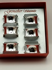 Set 6 Silver-plated Napkin Rings  by Grenadier Silversmiths. Boxed England