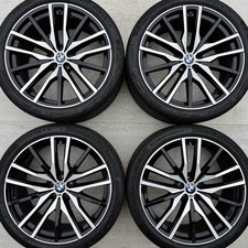 Set 4 Genuine BMW 22" X5 X6 Alloy Wheels G05 G06 Tyres Black Diamond Cut 742M