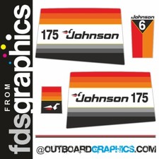 Johnson 175hp 2 stroke outboard engine decals/sticker kit (1977)