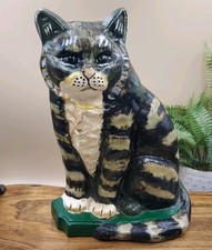 Vintage Cast Iron Cat Doorstop Hand-Painted Black Tabby Cat – MCM Cottage Decor