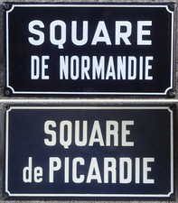 Old French enamel street sign road plaque plate square de Picardie Picardy Lille