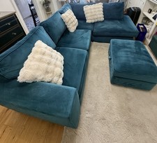 DFS Teal Velvet Corner Sofa
