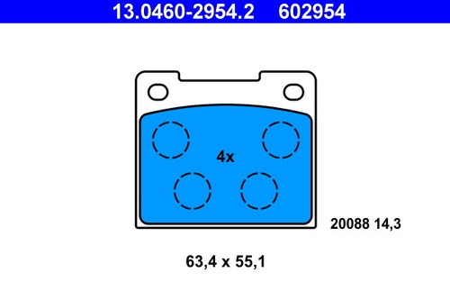 Ate 0460 2954 brake pad - ate, 13.0460-2954.2