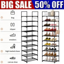 10Tier Narrow Shoe Rack Shoe Shelf Vertical Tall Slim Footwear Storage Organizer