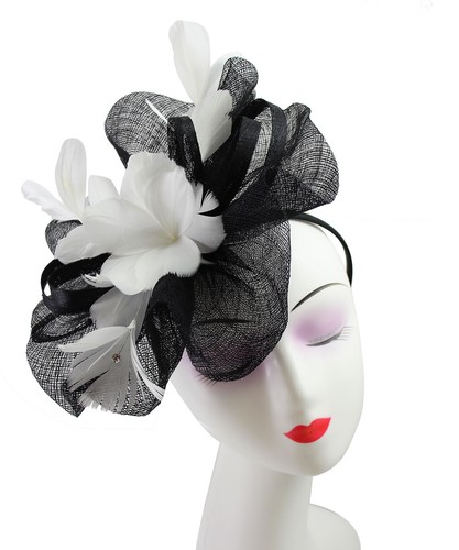 Large flower feather hair hat - large,