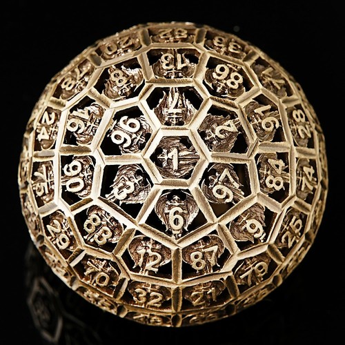 Metal d100 dnd - metal, sided