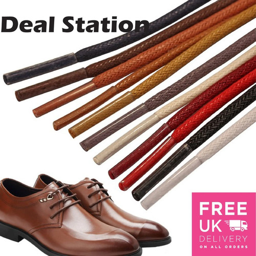 Waxed shoe laces - round, thin
