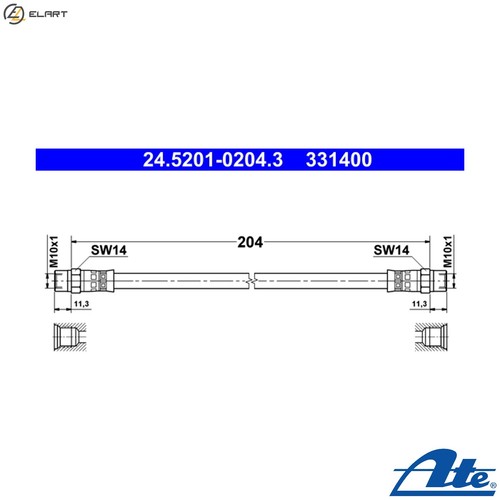 Brake hose 5201 0204 - brake, 24.5201-0204.3