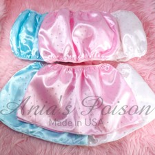 Sissy Satin Skirt or Bra for MEN - Matching Pink White Blue Stars shiny wetlook