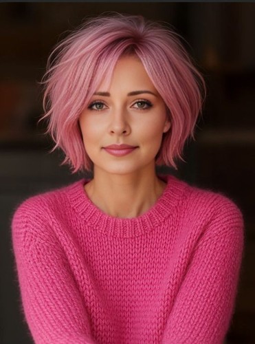 Short pink pixie cut bob - short,