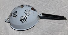 Vintage Pastel Blue Enamel Colander Handle Shabby Chic Kitchen Tool Food Cooking
