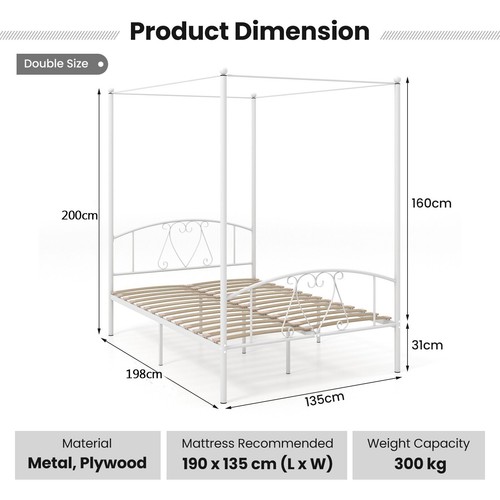 Double size metal canopy bed - double,