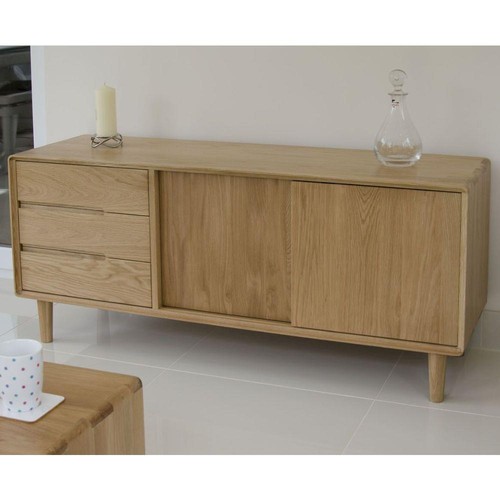 Solid oak wide sideboard - oak,