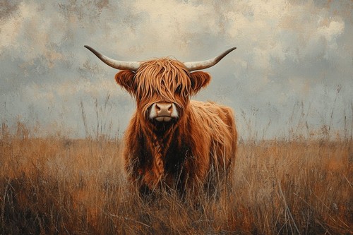 Highland cow canvas picture - cow,