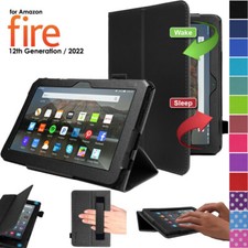 for Amazon Fire 7" 2022 12th Generation Leather Flip Smart Case Stand Cover
