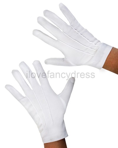 Short white gloves - white, magician