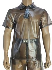 Haian Transparent PVC Men's Fit Short Polo Shirt Sexy Fashion Must-Have