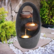 Garden Natural Slate Water Feature Fountain with LED Indoor Outdoor Statue Decor