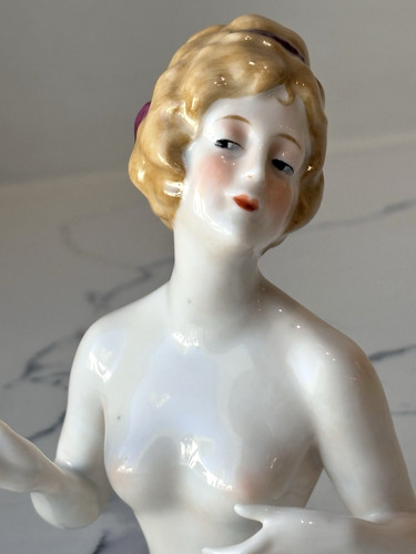 Beauty antique porcelain pin - porcelain,