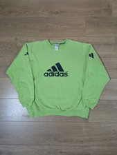 Vintage Adidas Sweatshirt Neon Green Big Logo Size 42/44 L-XL Men's