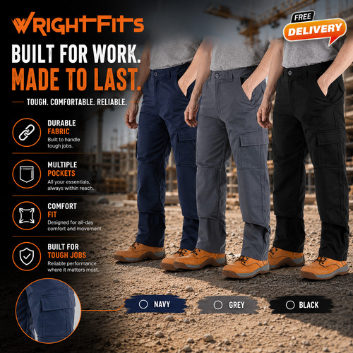 Mens work cargo trousers with - mens,
