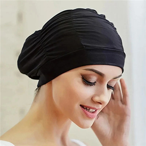 Black swimming cap adult - black,
