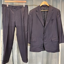 Isaia Sciammeria Suit, EU52, 3 Button Super 160, Blue w/stripes