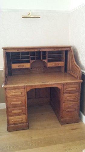 Antique oak roll top - , bureau