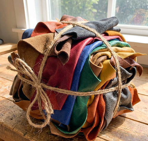 Real leather remnants mixed - real,