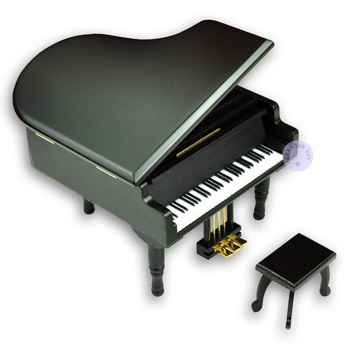 Black wooden piano music box - wooden,