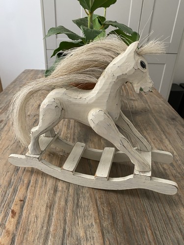 Wooden white wash rocking - white,