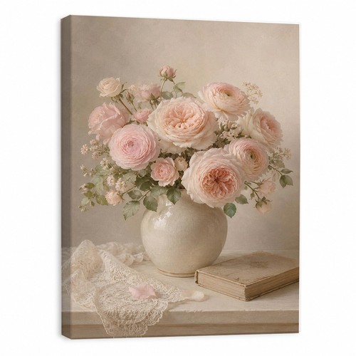 Pink rose canvas wall - pink, art