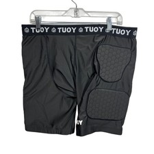Tuoy Men's Padded Football Girdle Compression Shorts 5-pads Black Size XL 