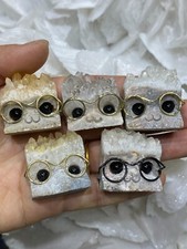 1pc Natural Clear cluster hedgehog skul Carved Quartz Crystal reiki healing gift