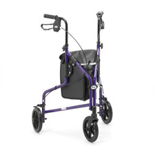 Lightweight Aluminium Tri Wheel Walker Rollator Mobility Aid With Bag -8 Colours