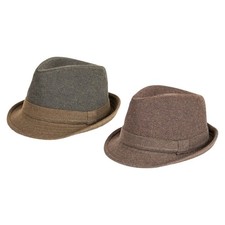 Mens Herringbone Tweed Trilby Hat Country Check Soft Casual Rolled Brim Hat