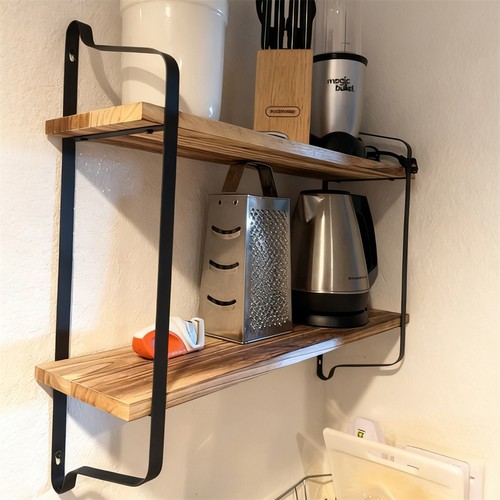 Rustic wood shelves - wood, 2-tier