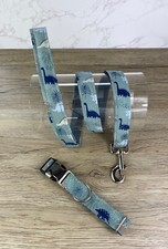 Dinosaur Dog collar, Blue, Grey ,Beige, Side release buckle
