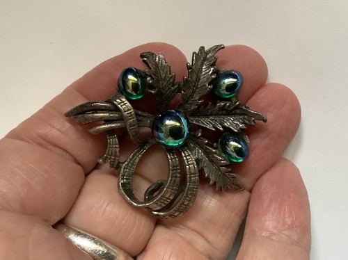Vintage pewter tone green - pewter, blue