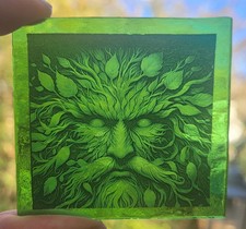 Stained glass Green Man piece