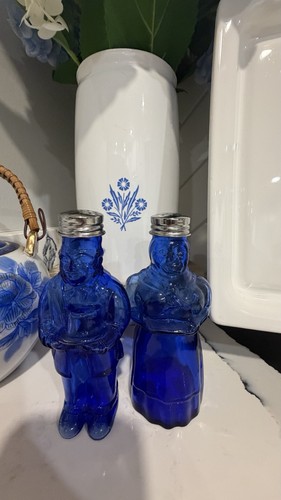 Cobalt blue glass amish couple - cobalt,