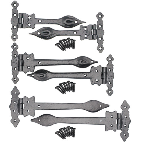 Cast iron black spear hinges - iron,