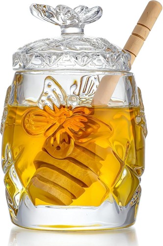Glass honey jar with dipper - with, &