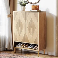 6-Tier Shoe Cabinet 24 Pairs Shoe Storage Cabinet with Doors Wood Shoe Rack