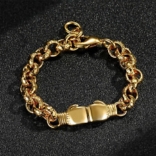 9ct Gold Filled | 8mm Belcher Bracelet | 8" Double Boxing Gloves Charm Men’s